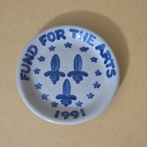 M.A. Hadley Vintage Stoneware Mini Plate Coaster Funds For The Arts 1991 4.25 In